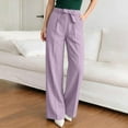 thumbnail image 6 of Qingpeng Womens Plus Size Wide Leg Pants High Waisted Elastic Palazzo Casual Pants Beach Trousers with Pockets, 6 of 7