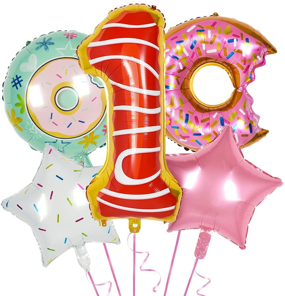 22Pcs Donut Photo Booth Props，Donut Time Party Decorations for Girl Doughnut Birthday Party Supplies Red