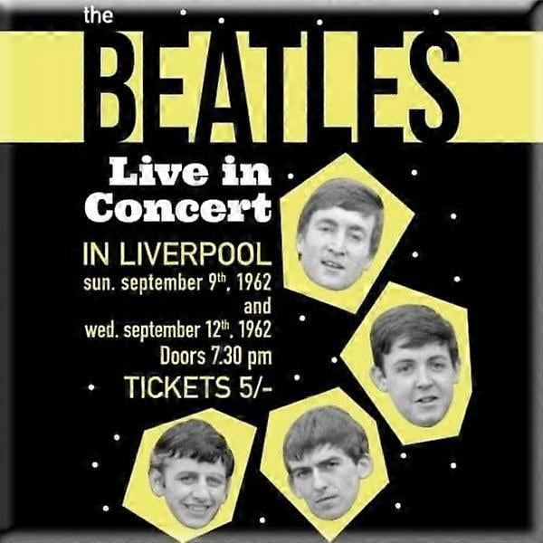 The Beatles Live In Concert Fridge Magnet One Size Black/Yellow Black/Yellow/White One Size