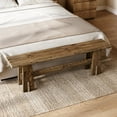 thumbnail image 3 of Finmind Farmhouse End of Bed Bench,  59 Inch Solid Wood Long Table Shoe Bench Seat with Unique Design for Bedroom, End of Bed, Rustic Brown, 3 of 8