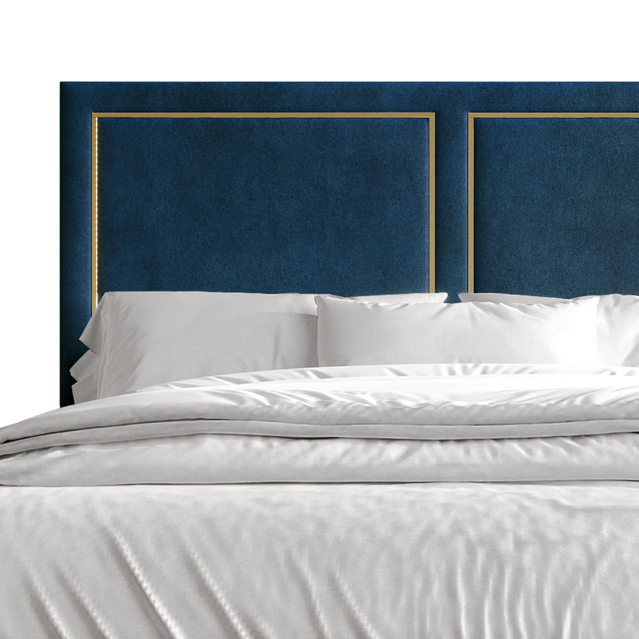Castle Place Glam Velvet Upholstered Full Bed, Navy Blue