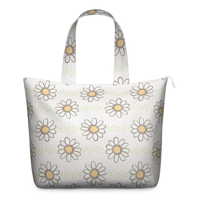 Summer Boho Daisy Carry-On Bag Retro Floral Duffel, Lightweight, , Multiple Pockets, for Women