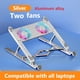 thumbnail image 1 of PC Laptop Cooler 2 Silent Fan PLEGABLE Notebook Cooling Pad Support (Plata), 1 of 5