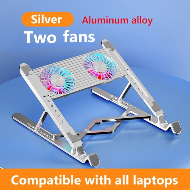 PC Laptop Cooler 2 Silent Fan PLEGABLE Notebook Cooling Pad Support (Plata)