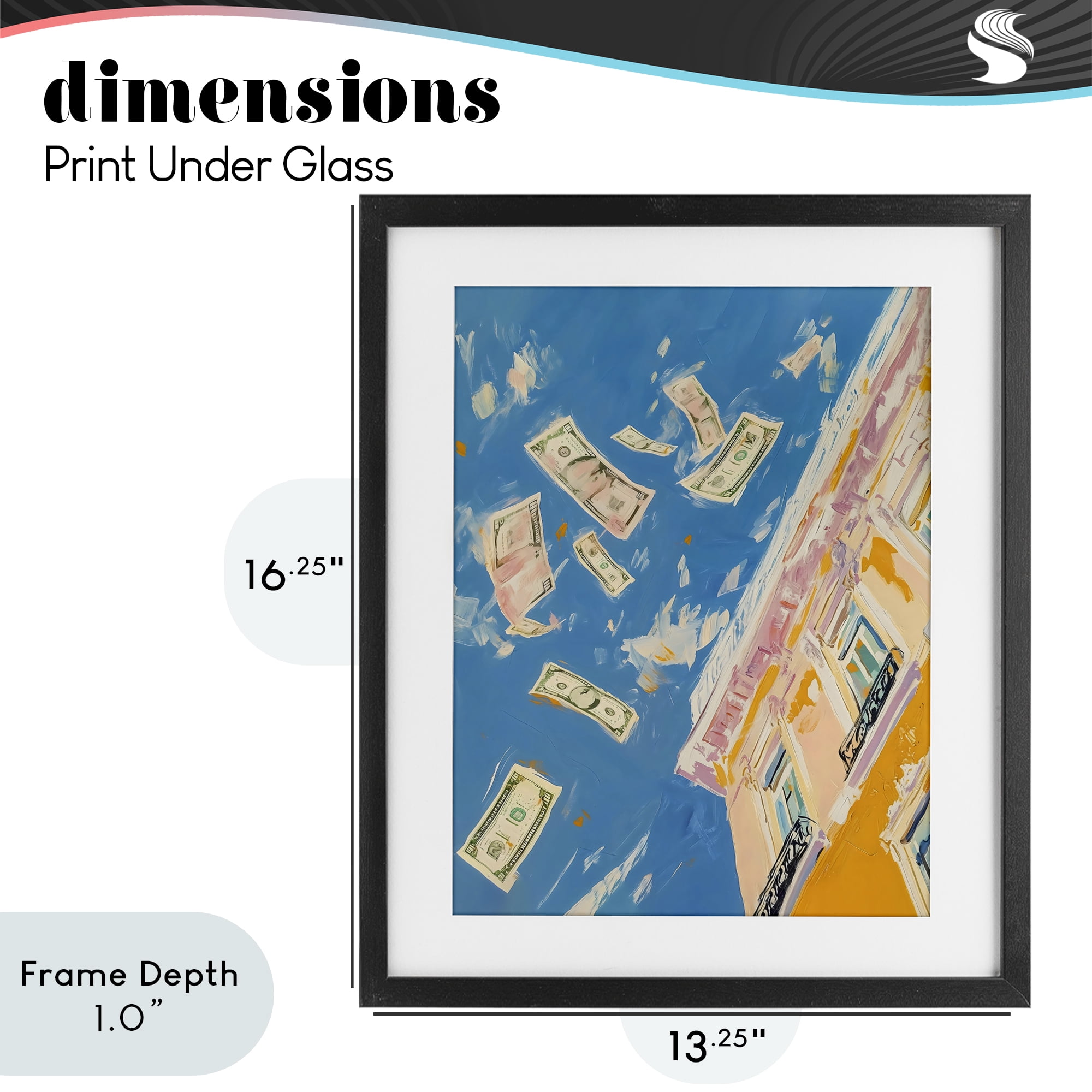 Stupell Industries Money Rain Drifting Past Windows Black Framed Print Under Glass, design by The Prints Vibe