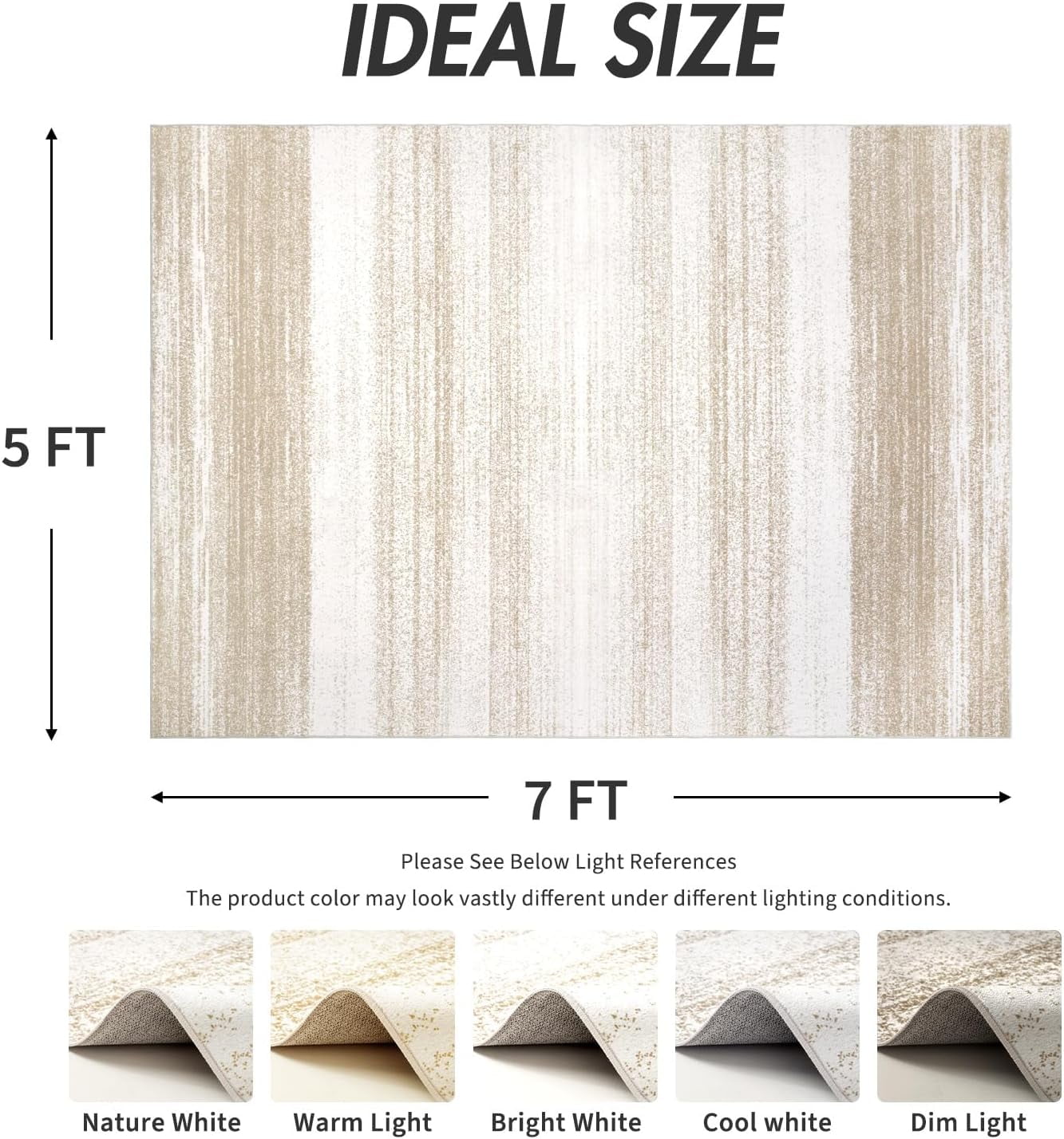 VUNATE 5'x7' Area Rugs for Living Room Washable Rugs Modern Abstract Area Rug Soft Contemporary Neutral Carpet Indoor Rug for Bedroom Dining Room Office Foldable Nonslip Rug Brown Khaki Cream