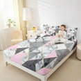 thumbnail image 4 of jejeloiu Marble Texture Road Queen Sheet Sets,Modern Geometric Triangle Bed Set For Girls Kids 4pcs, 4 of 7