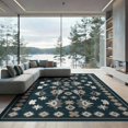 thumbnail image 2 of ODIKA 6'x9' Blue Beige Peacock Garden Design Washable Area Rug Elegant Floral Motif with Symmetrical Charm Non-Slip, Chair-Friendly, for Dining Room, Under Table, Office Décor, 2 of 7