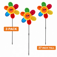 thumbnail image 4 of 3 Pack 27" Colorful Garden Pinwheels – Outdoor Lawn Wind Spinners with Sunflower Face, Yard Stakes for Planters, Flower Pots & Spring Decorations, 4 of 8
