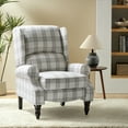 thumbnail image 4 of Tina's Home Vintage Plaid Wingback Manual Push Back Recliner Chair for Living Room Home Theater GREENGUARD Certified Grey, 4 of 8