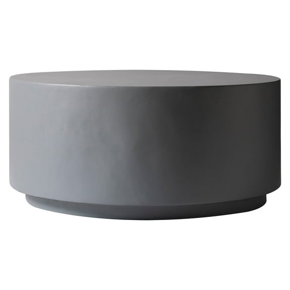 LeisureMod Minimalist Side table Assembled 36â€ Round Modern Fiberstone Top Accent Table for Outdoor, Home, Living Room Terra Series in Grey