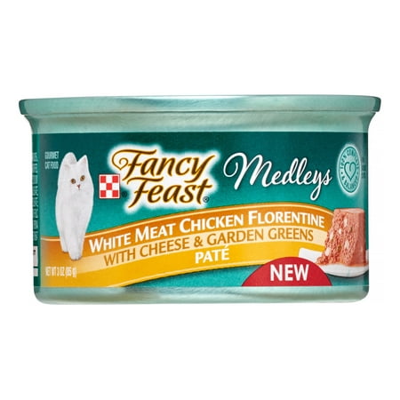 (24 Pack) Fancy Feast White Meat Chicken Florentine With Cheese & Garden Greens Pate Wet Cat Food, 3 oz.
