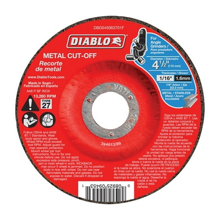 UPC: 0008925128953 | Diablo 4-1/2 in. Dia. x 7/8 in. Aluminum Oxide Metal Cut-Off Disc 10 pk