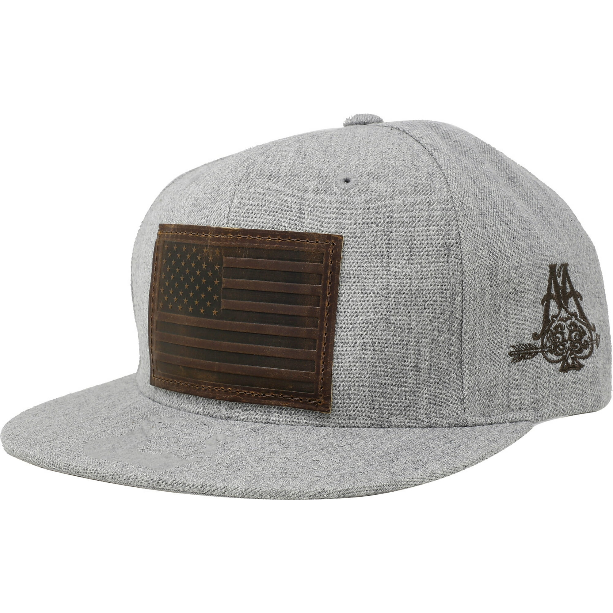 Baseball Cap Flat Brim Hat Grey Twill American Flag Patch One Size Heather Grey Walmart