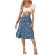 thumbnail image 2 of Faldas Midi Chic para Mujeres Inspire, Faldas A-Line de Cintura Elástica con Estampado Floral Ditsy, Azul XL, 2 of 6