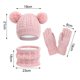 thumbnail image 5 of Conjunto de 3 gorros, bufandas y guantes para niños, de felpa gruesa, de punto, antideslizantes, con bola de pelo decorativa, resistentes al viento, para mantener el calor, para exteriores, para, 5 of 8