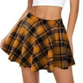 thumbnail image 4 of Clearance qolati Plaid Skirt for Women Stretch High Waist Pleated Skirt Girls Casual A-Line Mini Skirt Yellow S(US=4), 4 of 5