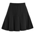 thumbnail image 1 of Vestido Plisado Corto De Mujer Vestido Plisado De Cintura Elástica De Color Puro De Talle Alto Para Verano Primavera Otoño Negro S, 1 of 5