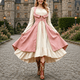 thumbnail image 2 of KLHDSF Women's's Medieval Renaissance Costume Cosplay Over Dress | 2 Pics Set,Long Flare Sleeve,Renaissance faire,Cosplay, Halloween Pink L, 2 of 6
