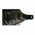 thumbnail image 1 of Western Cutting Board, Photograph of Various Type of Rodeo Cowgirl Leather Boots Image Art Western Fashion, Decorative Tempered Glass Cutting and Serving Board, Wine Bottle Shape, Brown, by Ambesonne, 1 of 1