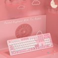 thumbnail image 1 of Teclados con cable de conejo Kawaii, teclado inalámbrico rosa, accesorios para juegos, teclado silencioso de dibujos animados, ordenador portátil de escritorio para niña, 1 of 5