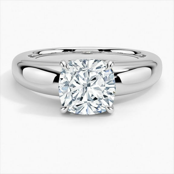 First Jewel Cushion Cut Excellent 1.8 Ct Diamond Ring For Women's - Silver 14K White Gold Plated Band - Solitaire Diamond Rings for Women's - Solo Stone Diamond Rings - Timeless Engagement Rings