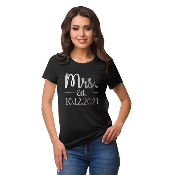 Inkdotpot Personalized Womens Tshirt Top Mrs WeddingAnnouncement Shirt-J7