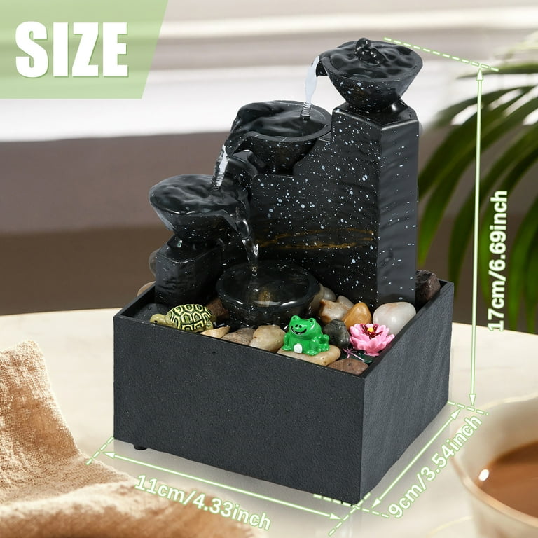 Tabletop Fountain with Light Battery/USB Operated Mini