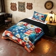 thumbnail image 2 of Manfei Watercolor Flower Jar Twin Comforter Sets, Patriotic Daisy Flower Bedding Set, Red White Blue, Black Reversible 2pcs, 1 Comforter and 1 Pillowcase, 2 of 6