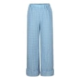 thumbnail image 4 of Felirenzacia Women's Plaid Comfy Cotton Pajama Pants, Loose Lightweight Tartan Elastic Waist Checkered Lounge Wear Pants, Light Blue,S, 4 of 8