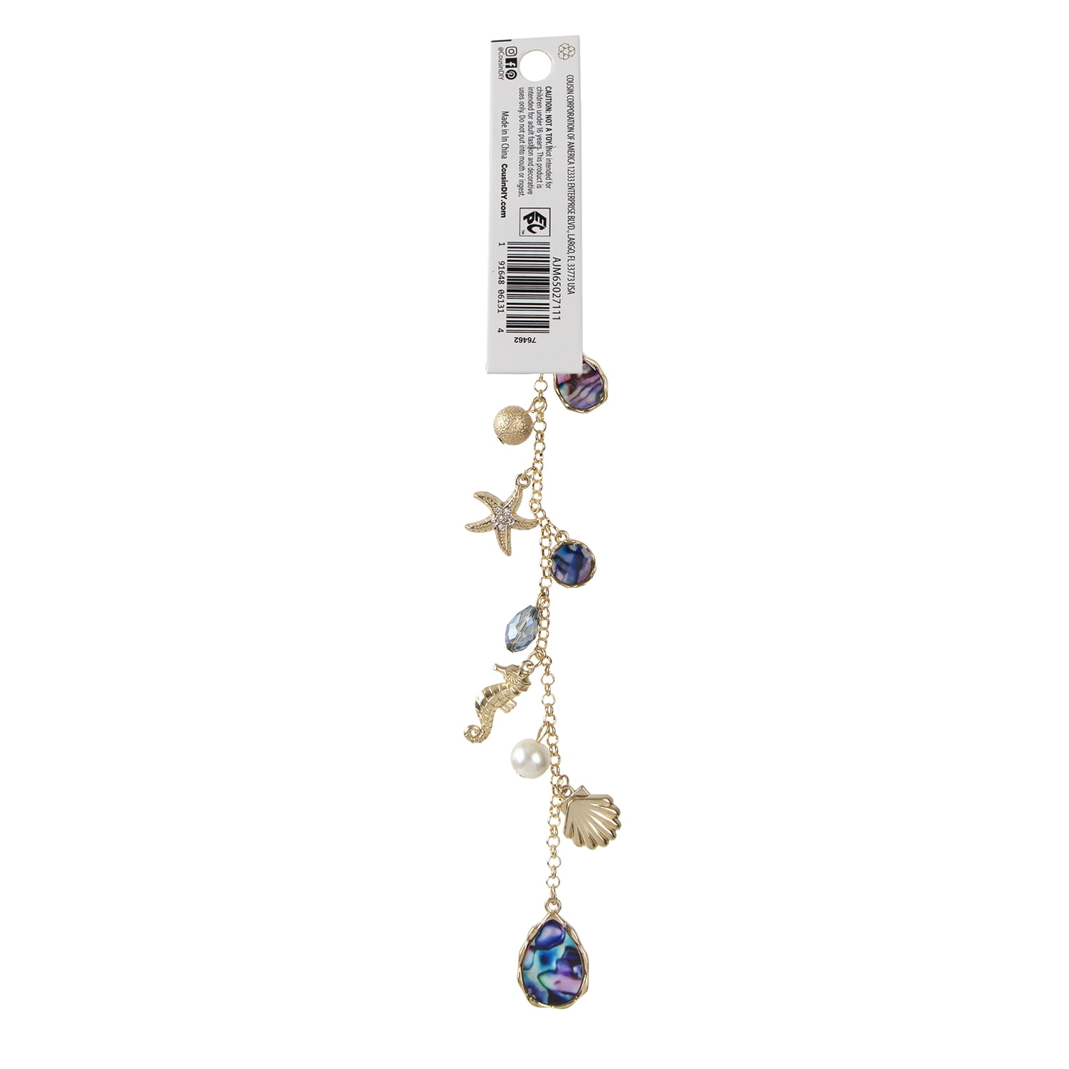 Cousin DIY Gold Sea Charms Strand with 8 Charms, 8.25 in, Unisex, Adult, Model 65027111