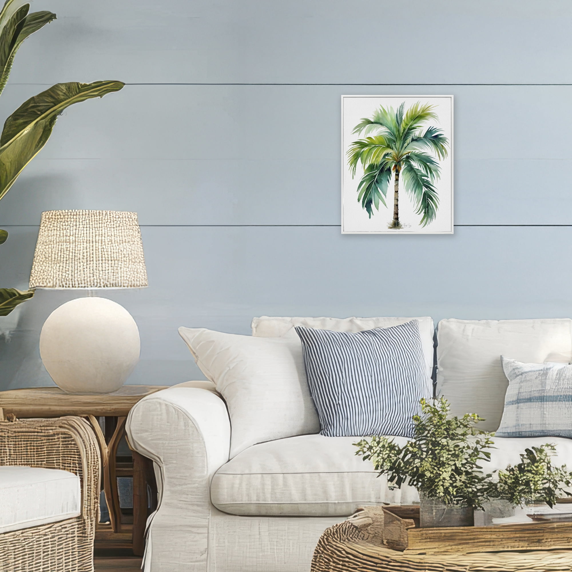 Stupell Industries Lagoon Majesty Palm White Framed Giclee Art, design by Shelly Craig