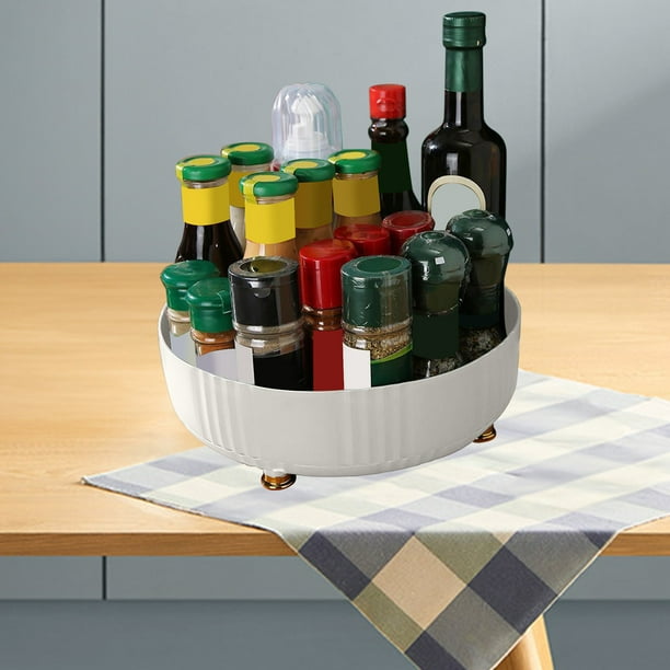 Especiero giratorio de cocina | Organizador multifuncional de condimentos | Plástico ABS de grado alimenticio | Almacenamiento giratorio de 360° para salsa de soja, vinagre y hierbas | Diseño