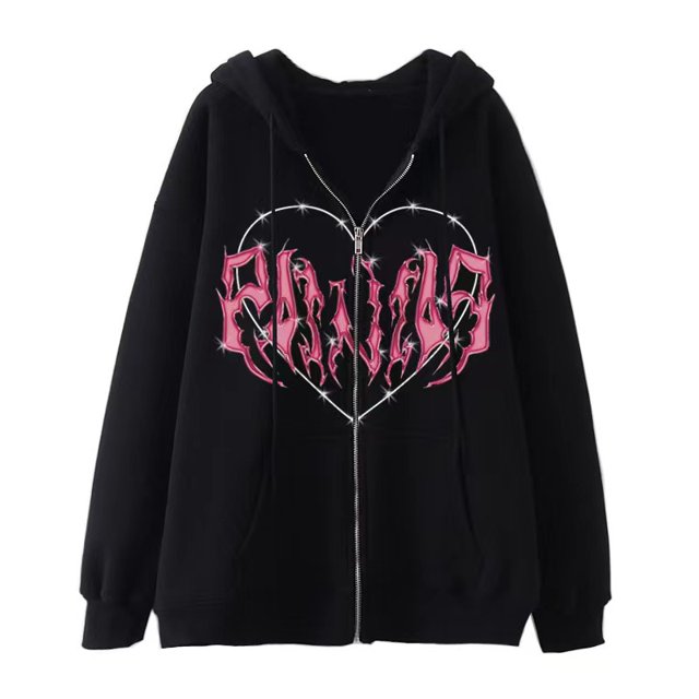 Hot Zipper Style Love Bones Series Printed Jacket y2K