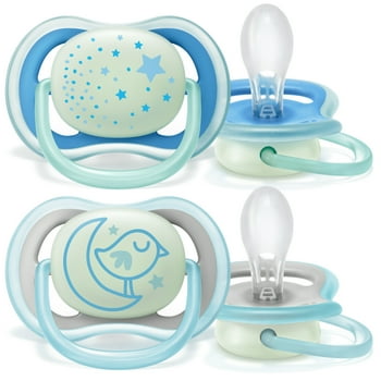 Philips Avent Ultra Air Nighttime Pacifier, 6-18 Months, Blue, 2 Pack, SCF376/21