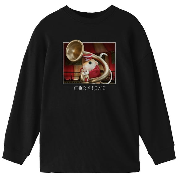 Coraline Girls Black Crew Neck Long Sleeve Sweatshirt - XL