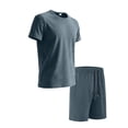 thumbnail image 4 of Chiccall Men's Soft Short Sleeve Tracksuit Summer Crew Neck T Shirt & Elastic Waist Shorts Set with Pockets Casual Loose 2 Piece Leisure Set, 4 of 5