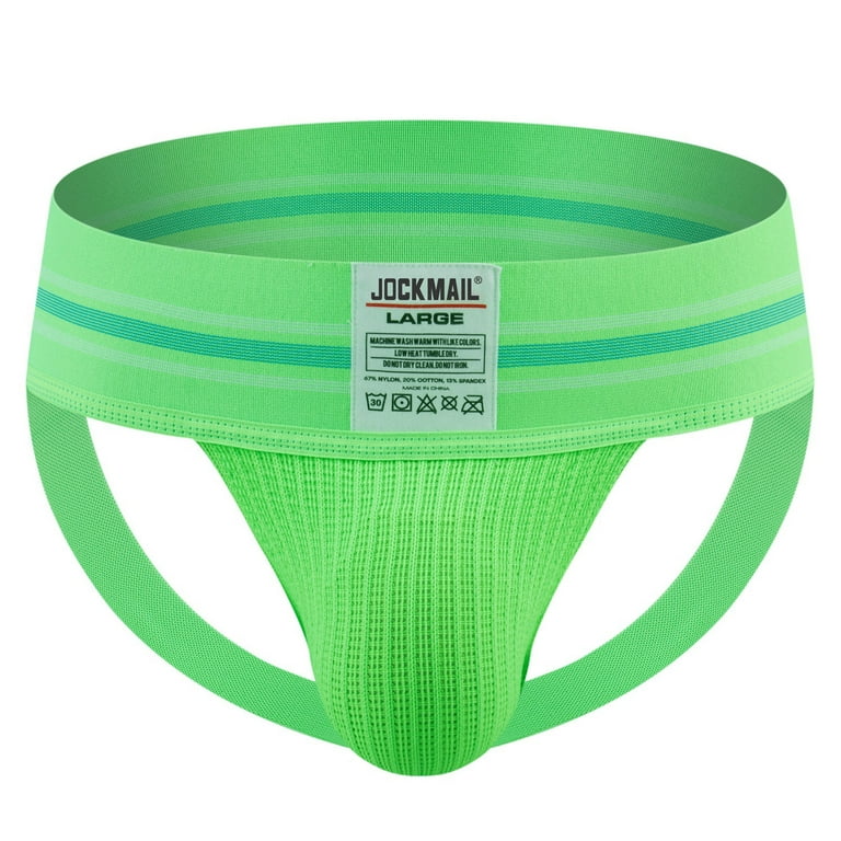 Qcmgmg Men's Thong Underwear Athletic Supporter Fluorescent Green