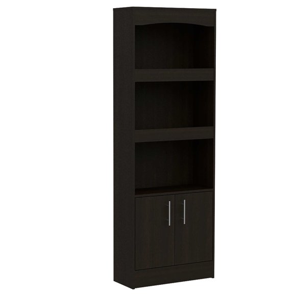 Cterwk 3 Shelves Bookcase Bookshelf with Double Door Cabinet