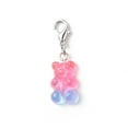 thumbnail image 2 of 10pcs Transparent Gradient color Resin Bear Pendant Decorations Lobster Clasp Charms Clip-on Charms for Keychain Purse Backpack Ornament Stitch Marker Mixed color 34mm, 2 of 5