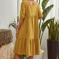 thumbnail image 2 of TBWYF Women's Tiered Dress Solid Color And Square Neck Midi Dress Yellow L, 2 of 2