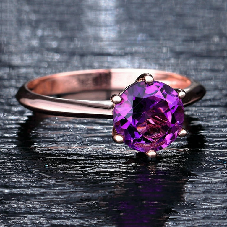 NUZYZ Women Faux Amethyst Ruby Inlaid Finger Ring Wedding