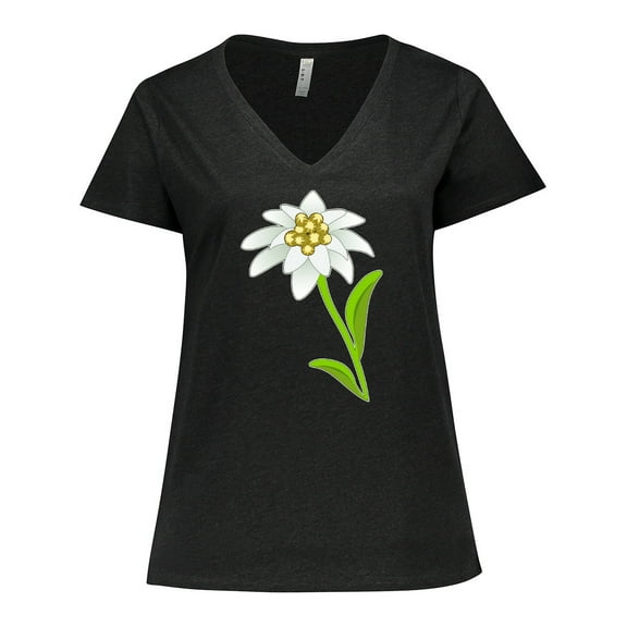 Inktastic Edelweiss- Flower Women's Plus Size V-Neck T-Shirt
