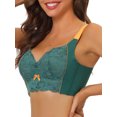 thumbnail image 5 of INSPIRAR CHIC Sujetadores de cobertura completa para mujeres con tirantes anchos, largo, espalda alta, acolchados, encaje, push up, talla D 38, verde oscuro, 5 of 5