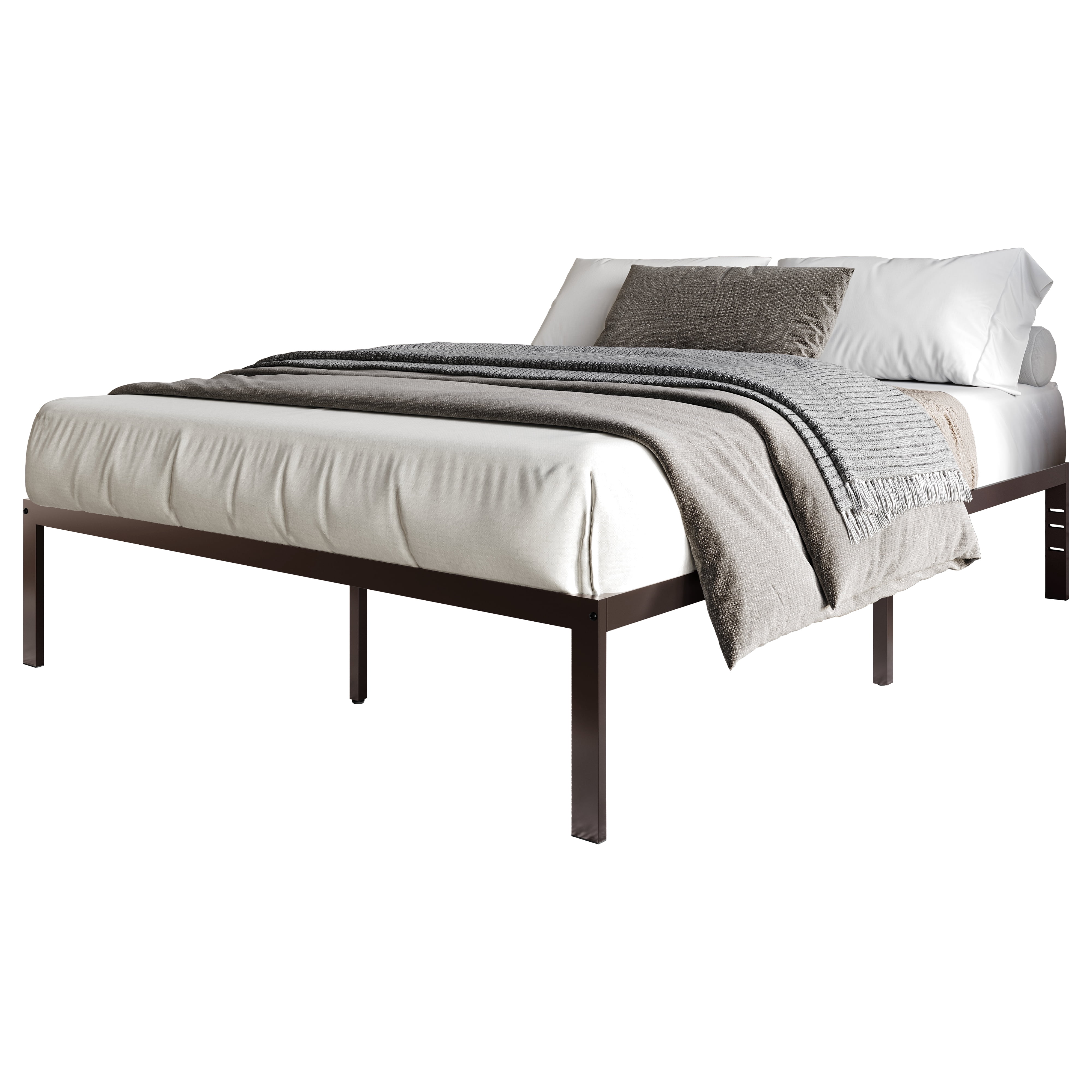 Castle Place Minimalist Metal Platform Bed Twin, Brown