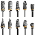 thumbnail image 1 of Tungsten Carbide Steel Double Edge Rotary Tool Burr Set, 10 Pieces 1/8 Shank For Rotary Tool, 1 of 5
