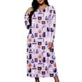 thumbnail image 2 of IUYRTFE Women Plus Size Halloween Print Long Sleeve Nightgown Loose Fit Sleep Dress for Fall Winter Lounge Wear, 2 of 8