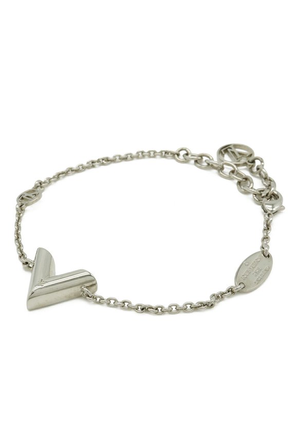 Pre-Owned LOUIS VUITTON Essential V LV Circle Metal Bracelet, Silver, M63198