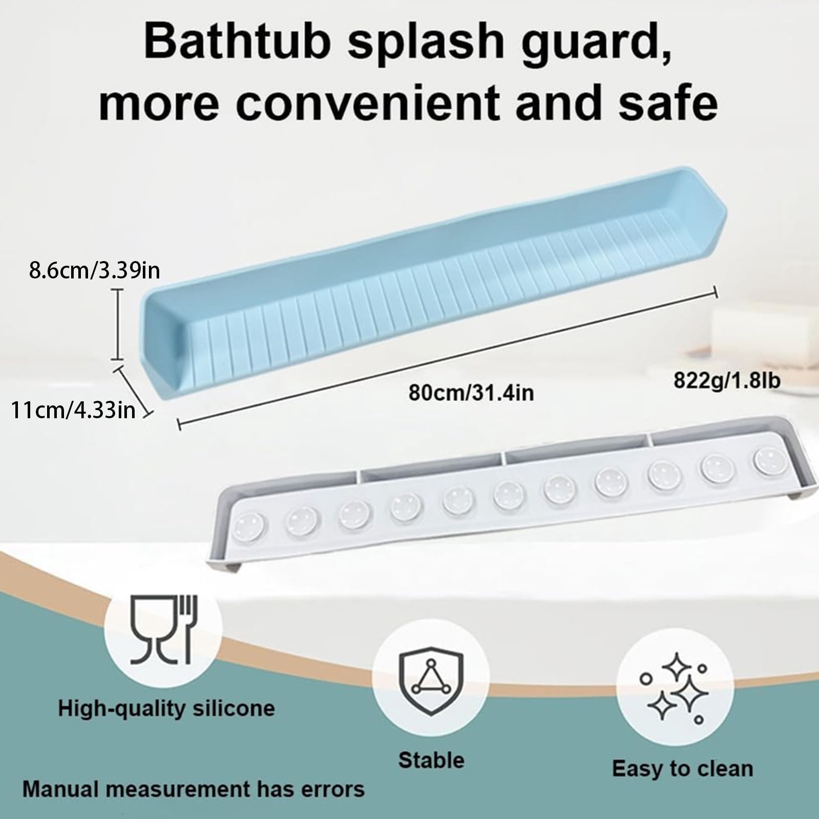 Bathtubs Splash Guards For Kids 3 Feet Extended Design With Suction Cups Toy Storage Area Nonslip Waterproof Bath Accessory
