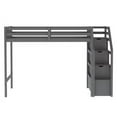 thumbnail image 5 of Twin over Full Bunk Bed,L-Shaped Bunk Bed with Stairs and Storage Shelf,Solid Wood Bunk Bed Frame with Full-Length Guardrail for Teens, No Spring Box Needed, Mattress Not Included,Gray, 5 of 7